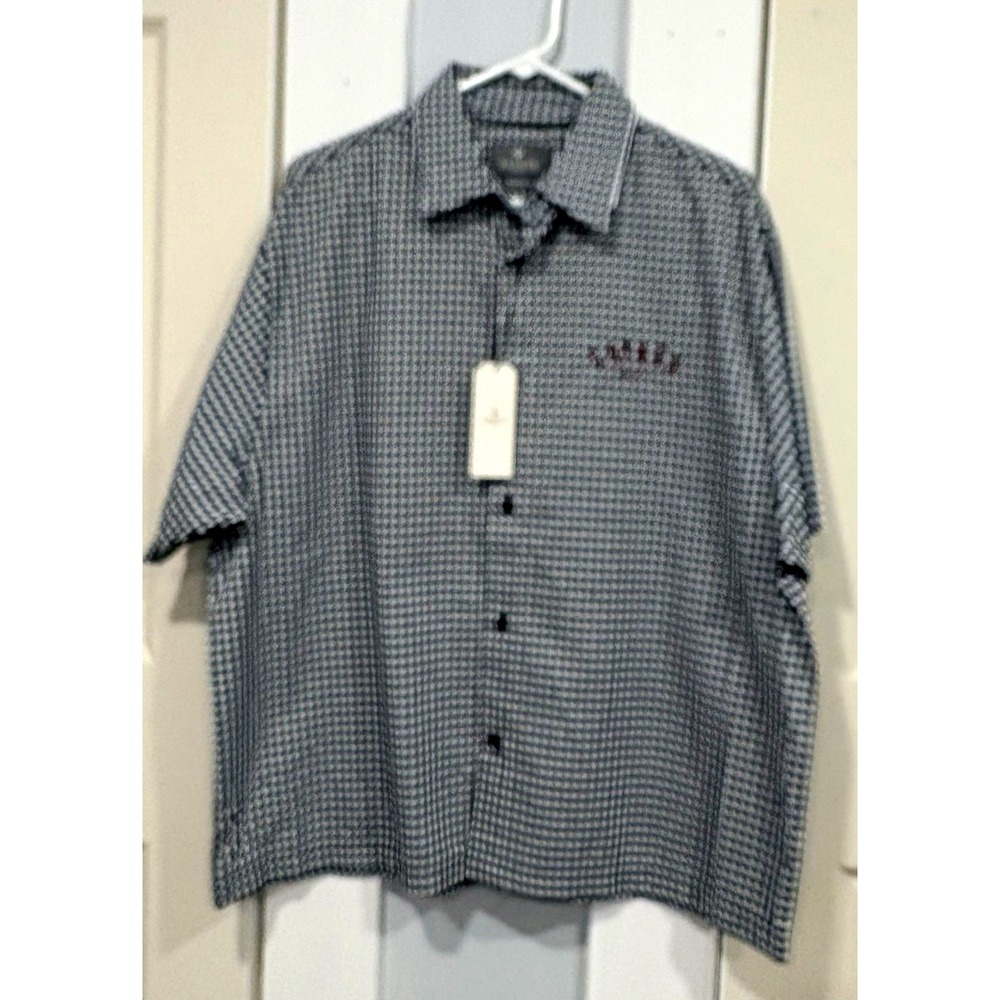 Saints Studio Men M Gingham Motorcycle Graphic Button Up Shirt NWT
